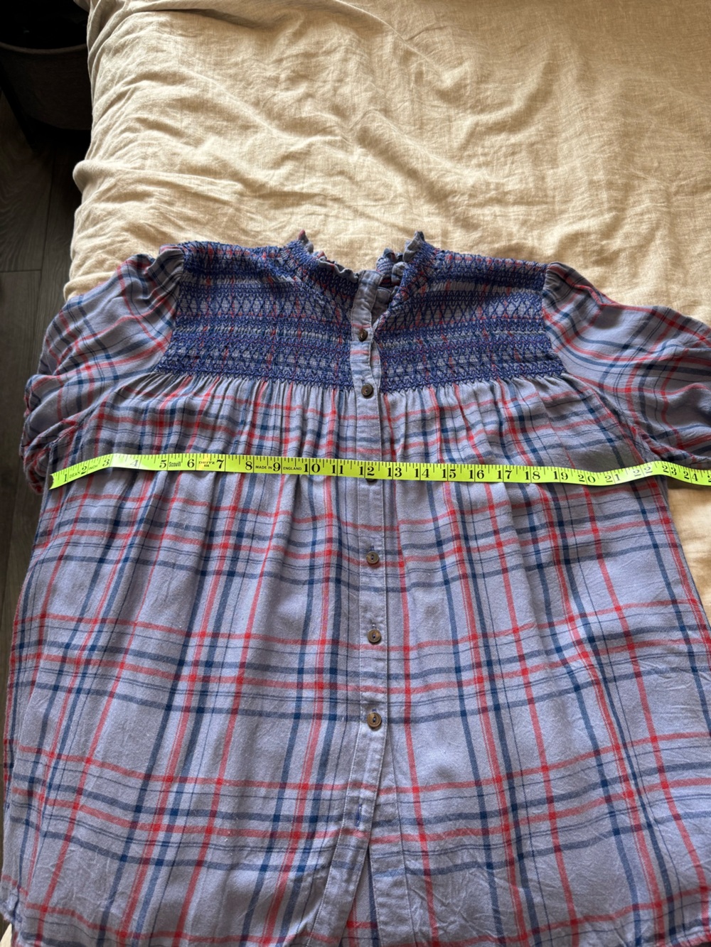 Maeve By Anthropologie Smocked Plaid Button Down Top - Picture 9 of 10